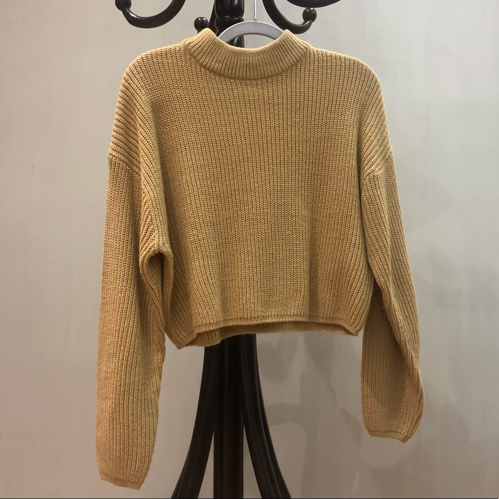 H&M Divided Cropped Tan Sweater
